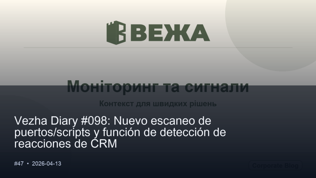 Vezha Diary #098: Nuevo escaneo de puertos/scripts y función de detección de reacciones de CRM