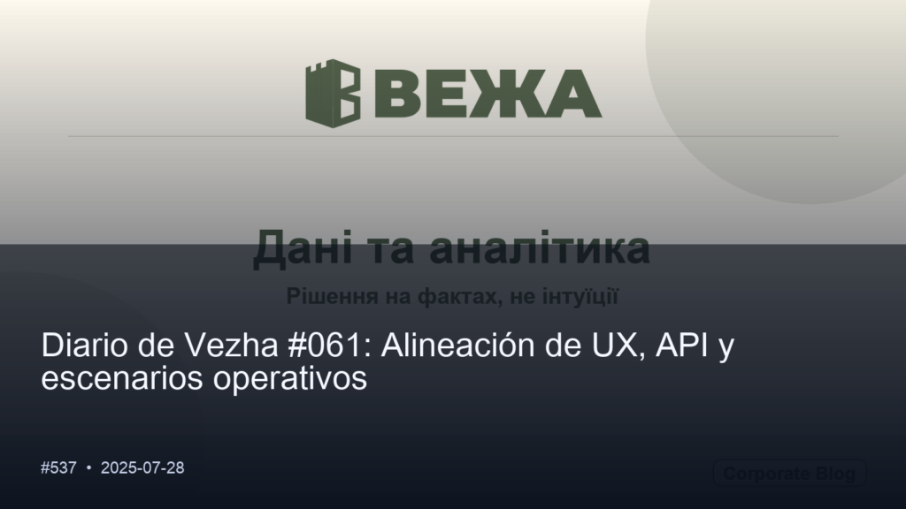 Diario de Vezha #061: Alineación de UX, API y escenarios operativos